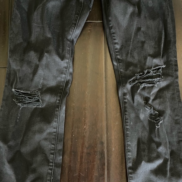 Level 99 Lily Style Black Wash Denim Distressed Skinny Straight jeans Size 25 - Picture 9 of 10